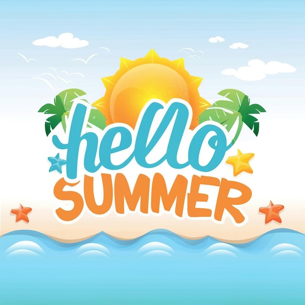 illustrations vector beach summer design sun colorful