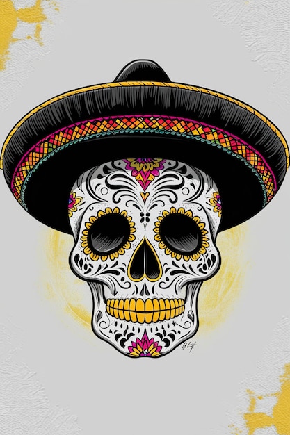 Vector illustrations vector skull mexican day of the dead skull tattoo