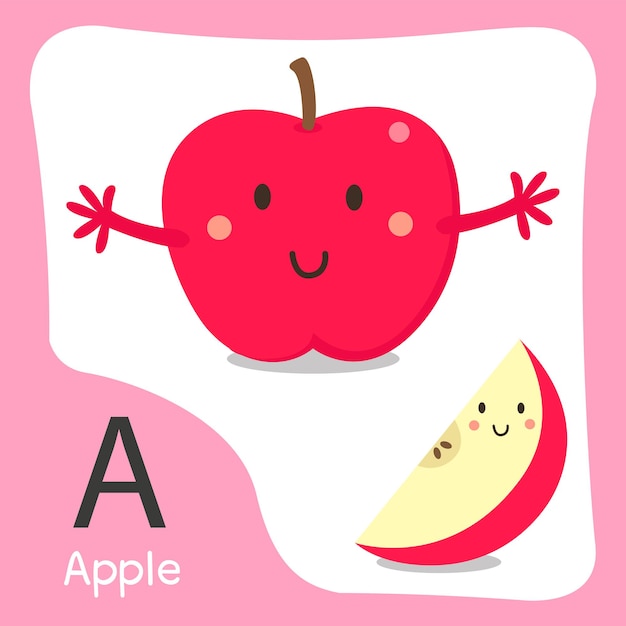 Illustrator of a apple fruit cute alphabet