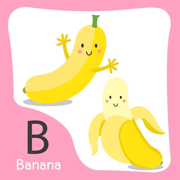 Illustrator of a banana fruit cute alphabet