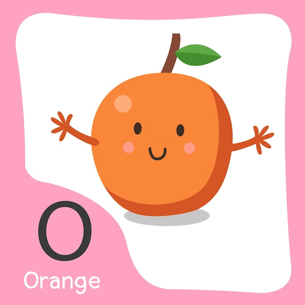 Illustrator of a orange fruit cute alphabet