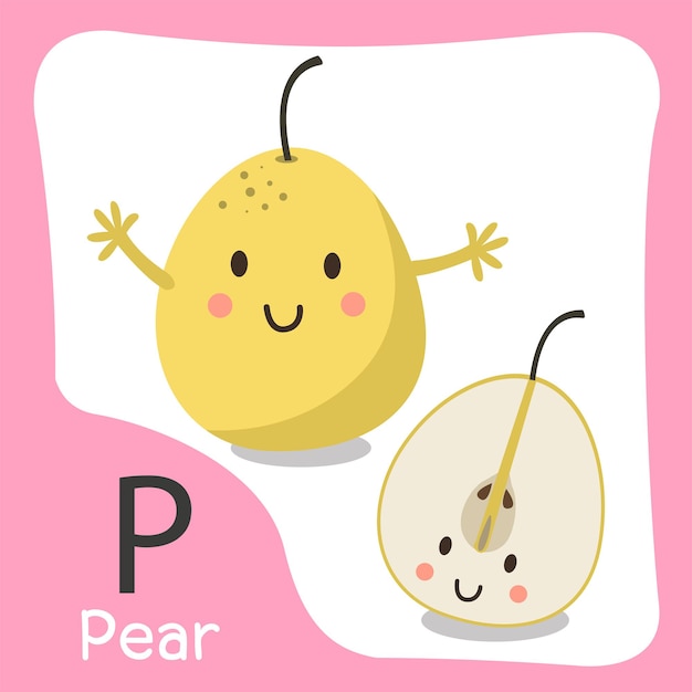 Illustrator of a pear fruit cute alphabet