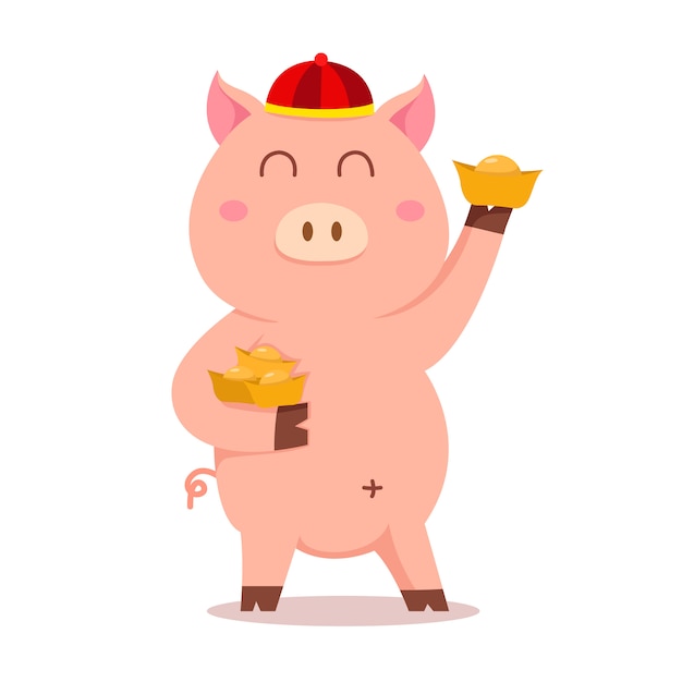 Illustrator of pig chinese new year cute