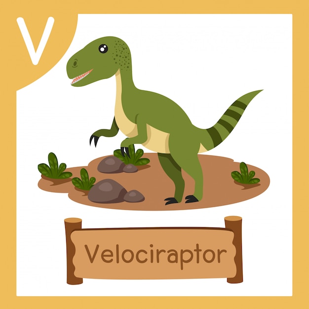 Illustrator of V for Dinosaur velociraptor