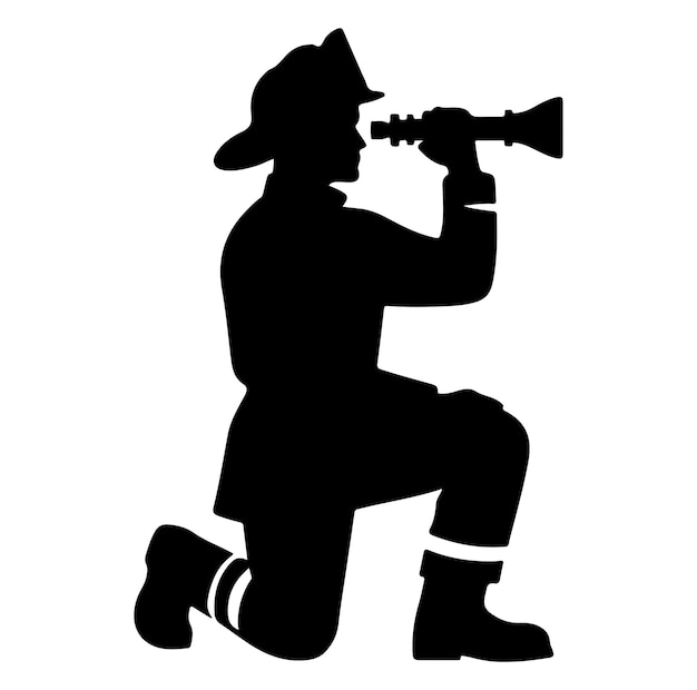 Illustrator vector silhouette firefighters pose