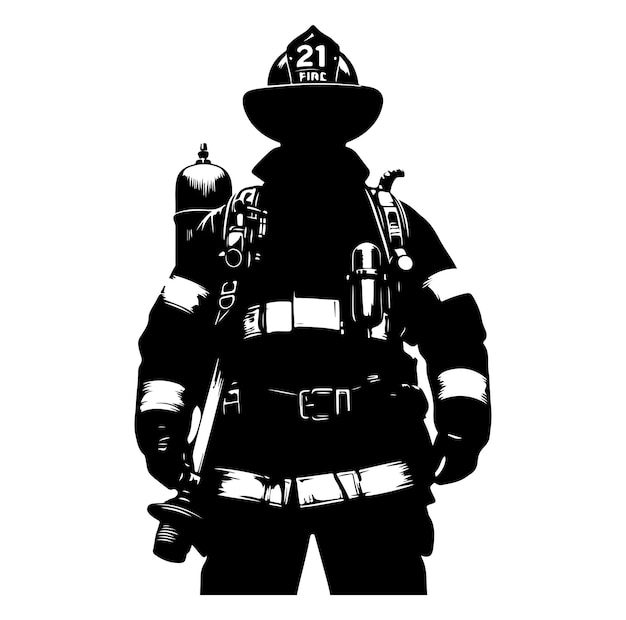 illustrator vector silhouette firefighters pose