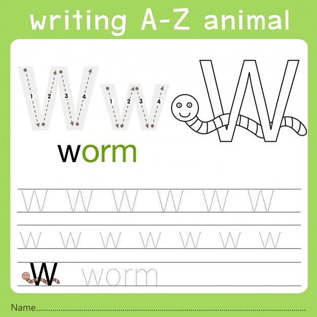 Illustrator of writing a-z animal w