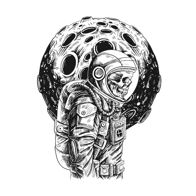 ilustration Astronaut with moon design.