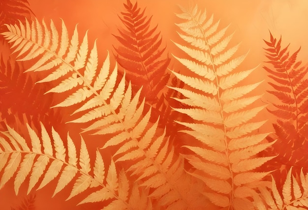 Vector an image of brown fern leaves illuminated with a warm orange light creating a natural organic and aesthetically pleasing composition