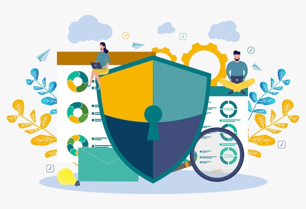 Image of cyber security concept Illustrates the idea of cybersecurity or privacy Vector colorful illustration Can be used for web banner infographics web page