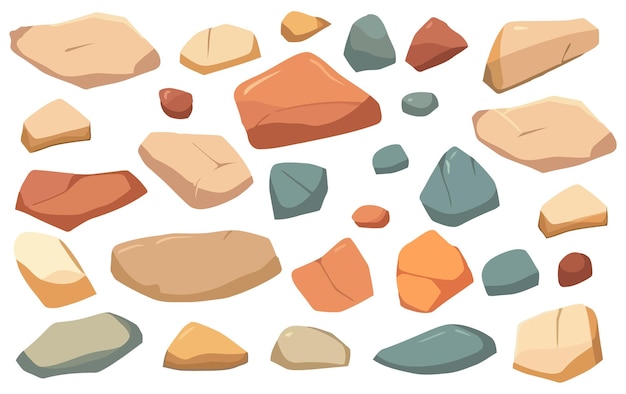 Image of different stones Set of isolated stones for your design Vector illustration Generated AI