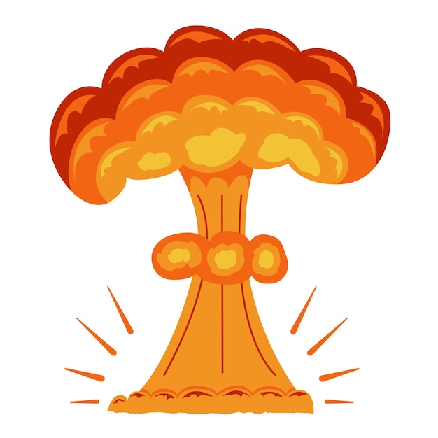 Image of an explosion in the form of a mushroom for comics and anime. Cartoon. Vector.