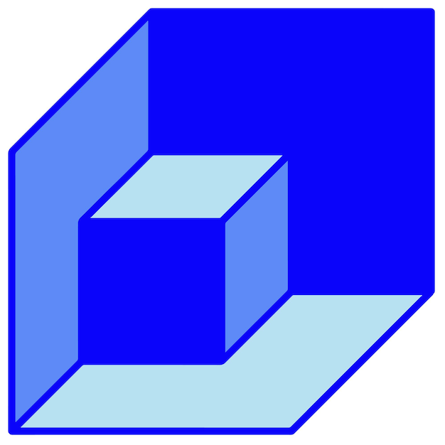 Image of a geometric figure cube inside a cube