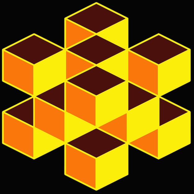 Image of a geometric figure made of cubes on a black background