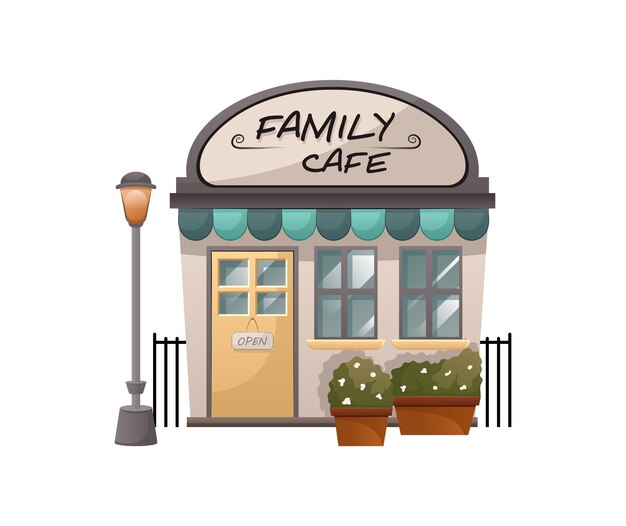 Vector image of italian houses and courtyards this illustration depicts the exterior of an italian cafe