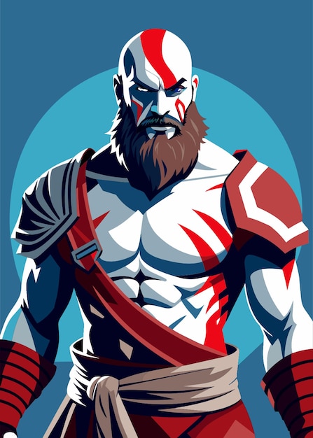 image of kratos the character from the video game gods of war full body vector illustration