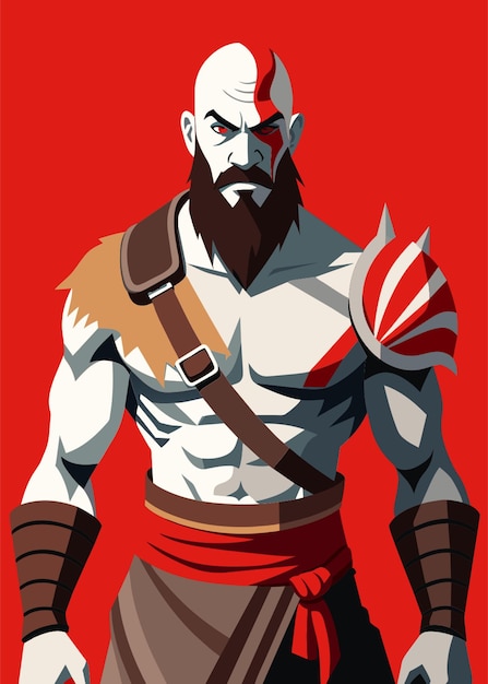 image of kratos the character from the video game gods of war full body vector illustration