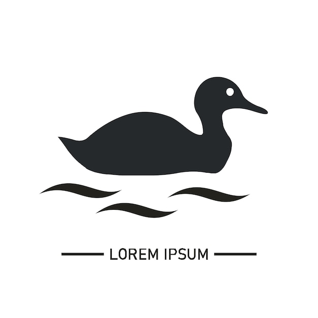 Image or logo of ducklings swimming in the river