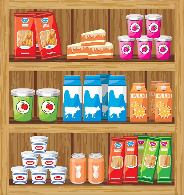 Image of a rack of wood with the products in the store.