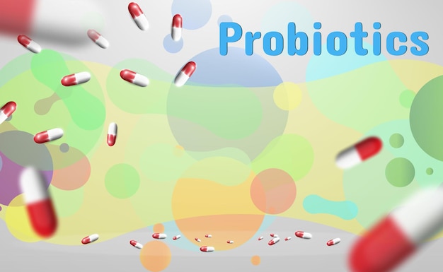 Image with probiotics in capsules.