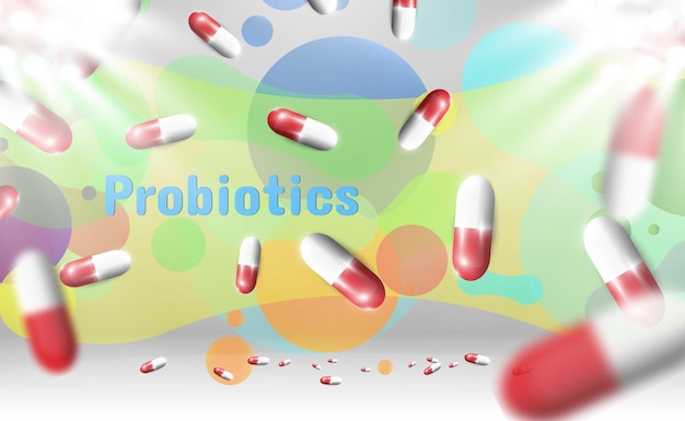 Image with probiotics in capsules.