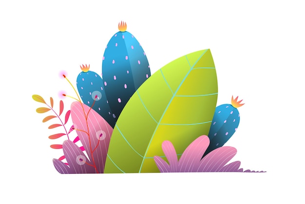 Imaginary Nature Leaves and Flowers Kids Clipart