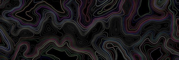 Imitation of a geographical map multicolor lines on dark background