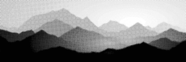 Imitation of a mountain landscape banner shades of gray vector halftone dots background fading dot