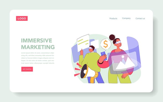 Vector immersive marketing concept engaging consumers with interactive advertising strategies digital