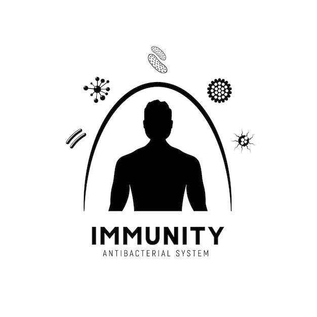 Immune system vector icon logo Health bacteria virus protection Medical prevention human germ