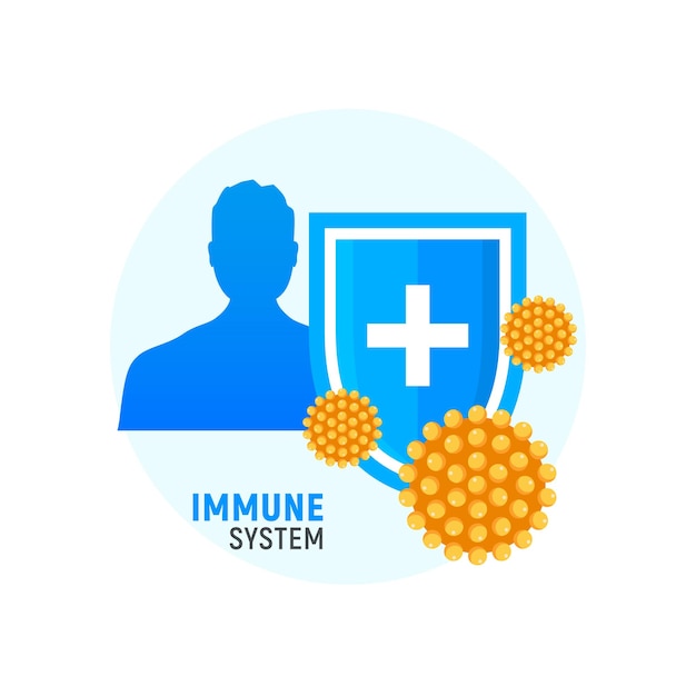 Immune system vector icon logo Health bacteria virus protection Medical prevention human germ