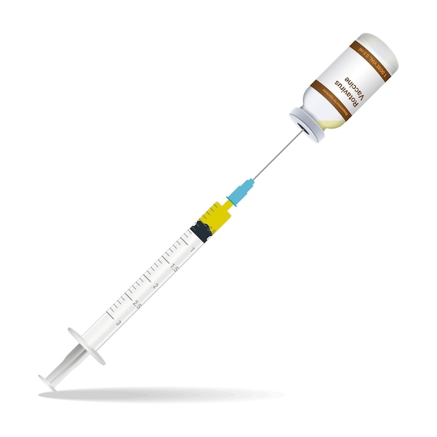 Immunization Rotavirus Vaccine Syringe Contain Some Injection And Injection Bottle Isolated On A White Background Vector Illustration