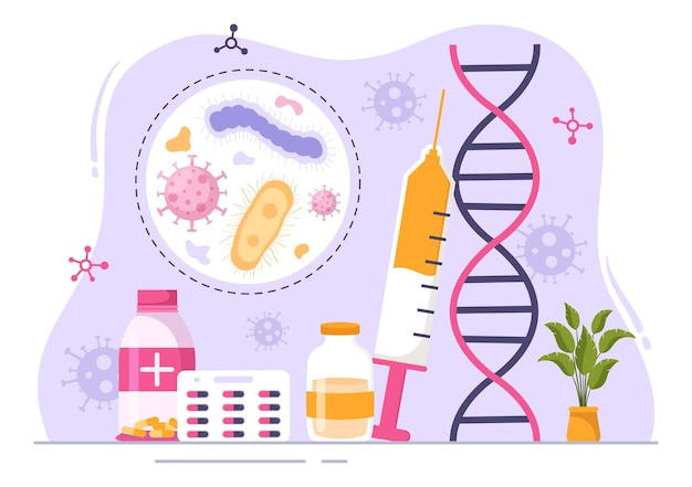 Immunology Illustration with People Immune Protection System Helping to Get Rid of Infections