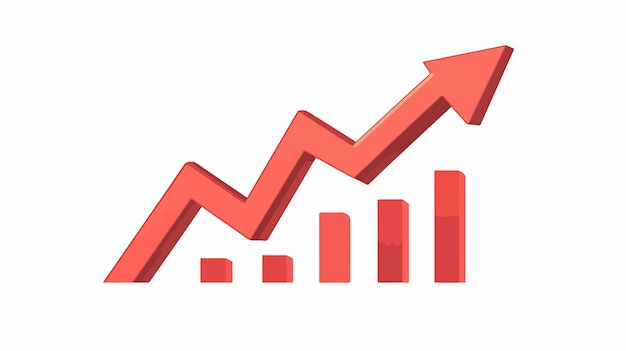 Vector impactful red arrow pointing downwards signifying crisis and economic downturn