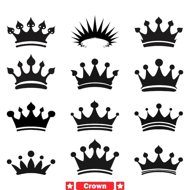 Imperial Crests Exquisite Crown Vector Silhouettes for Noble Brands