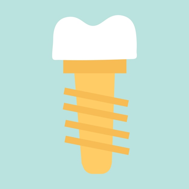 Implant tooth catroon flat vector illustration