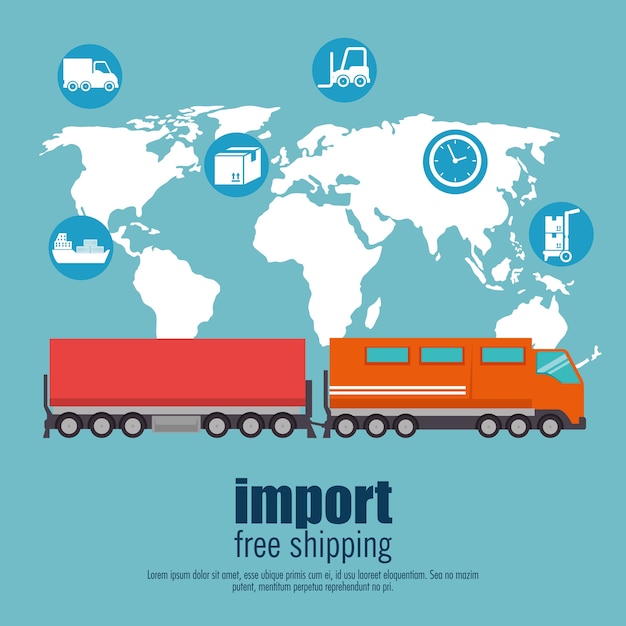 Vector import free shipping set icons