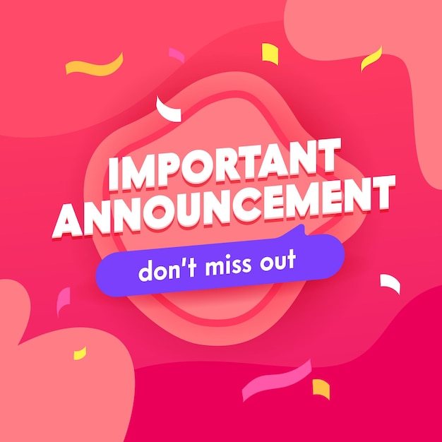 Important Announcement Banner, Social Media banner