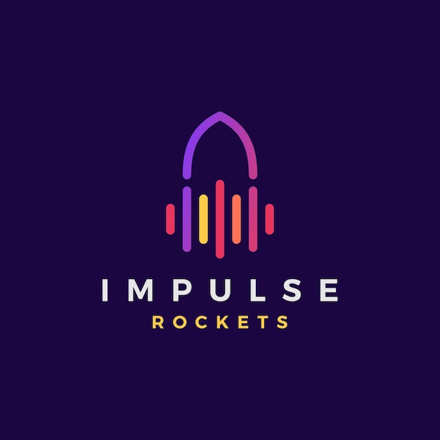 Impulse rocket sound music launch tech logo vector icon illustration