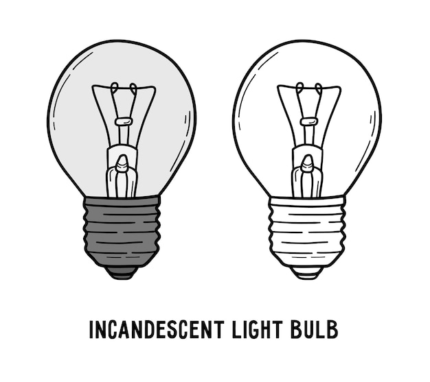 Incandescent light bulb lamp icon and idea symbol