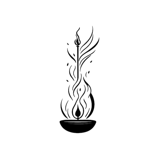 Incense candle Icon hand draw black colour chinese new year logo vector element and symbol