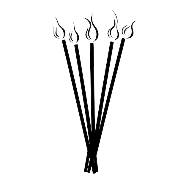 Vector incense sticks clean simple icon black