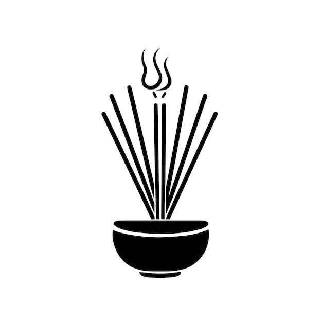 Vector incense sticks clean simple icon linear black