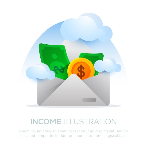 Income business illustration design for mobile or website design