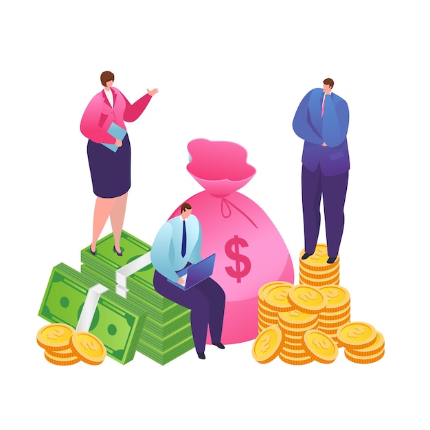 Income increased profit or financial growth concept vector illustration Stack of money up arrow and gold coins dollars