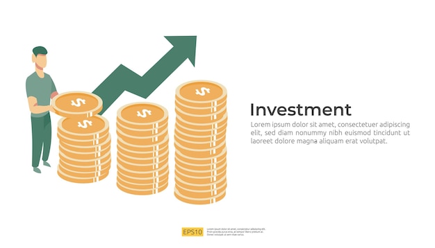 Income salary rate increase concept illustration with people character and arrow. Finance performance of return on investment ROI. business profit growth, sale grow margin revenue with dollar symbol