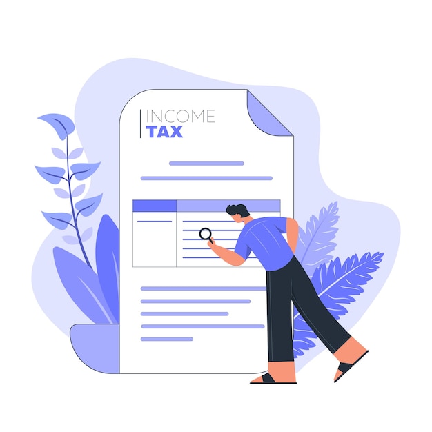 Income Tax Form Concept in Flat Illustration