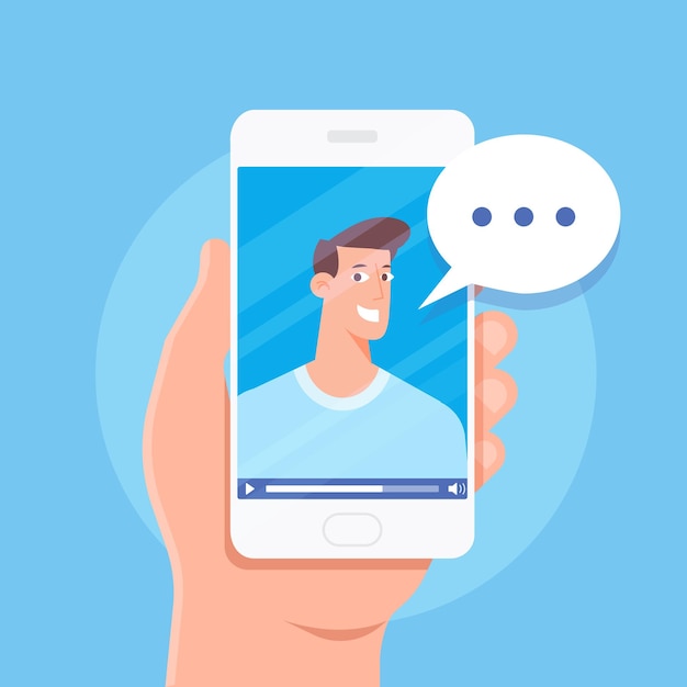 Incoming call on smartphone screen Flat vector illustration