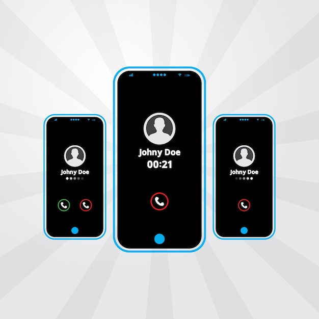 incoming and upcoming received call mobile ui screen concept