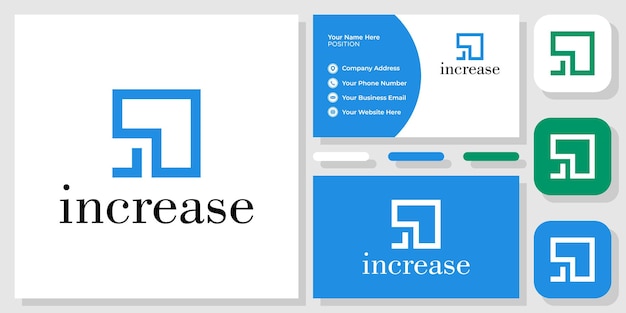 increase symbol square abstract growth arrow finance with business card template